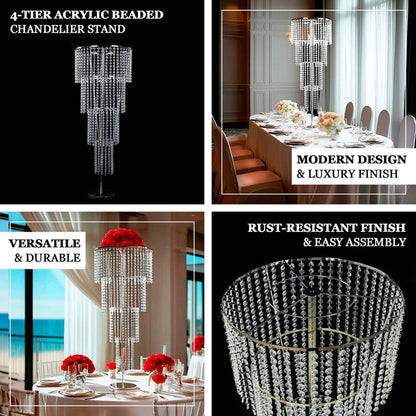 crystal centerpiece, beaded table centerpiece, chandelier stand, floral stand, beaded flower stand, flower stand, 4 tier crystal floral stand, 4 tier floral stand#color_parent