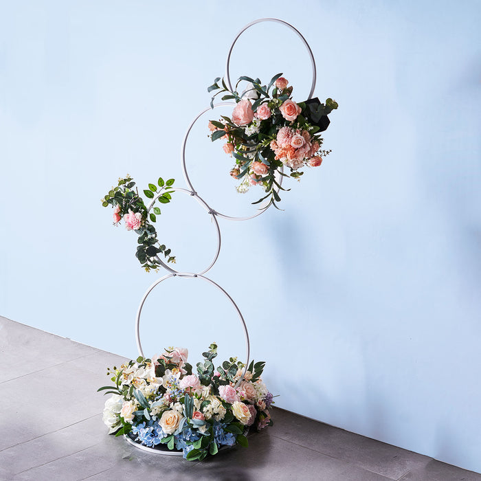 hoop centerpieces, floral hoop centerpiece, metal flower stand, flower stand indoor, outdoor flower stand#color_parent