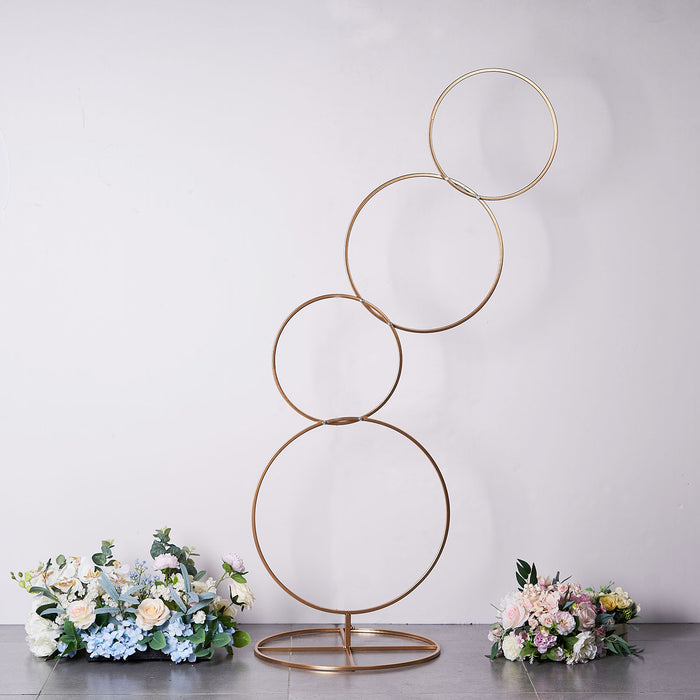 hoop centerpieces, floral hoop centerpiece, metal flower stand, flower stand indoor, outdoor flower stand#color_gold