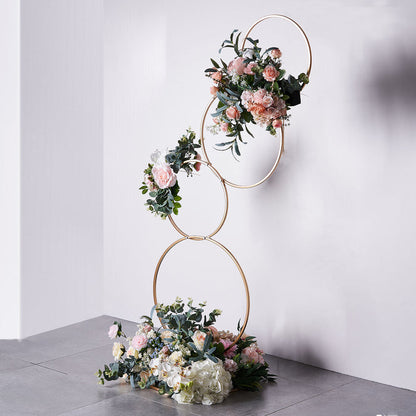hoop centerpieces, floral hoop centerpiece, metal flower stand, flower stand indoor, outdoor flower stand#color_gold