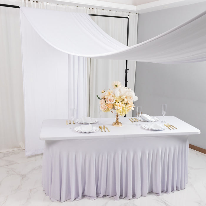 spandex curtain, curtain, backdrop, drape, backdrop curtain, 5ftx20ft spandex backdrop, curtain drape#color_white