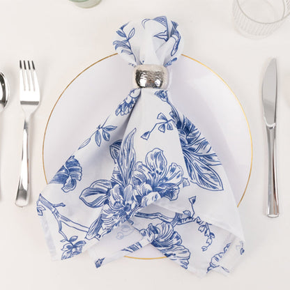 polyester floral napkins, cloth napkins, table napkins, dinner napkins, french toile napkins, decorative napkins#color_blue