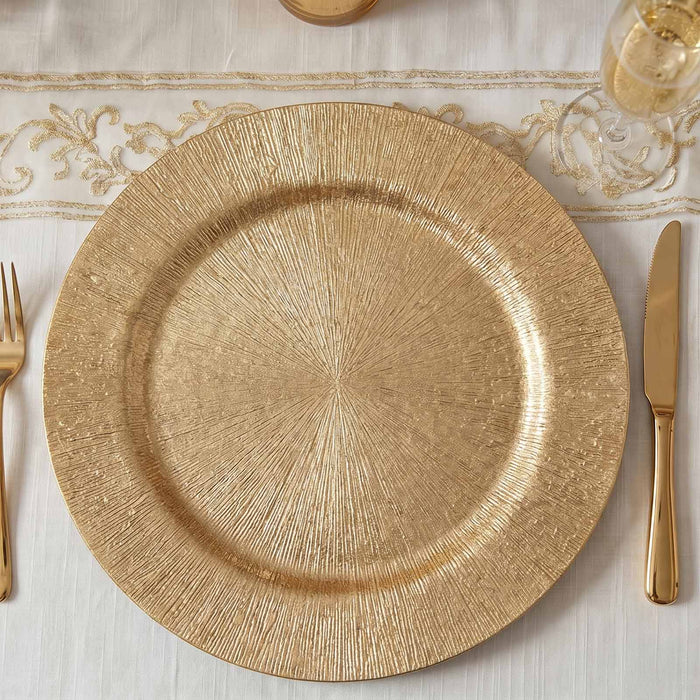 textured acrylic charger plates, acrylic charger plates, decorative charger plates, round acrylic charger plates, gold charger plates#color_gold