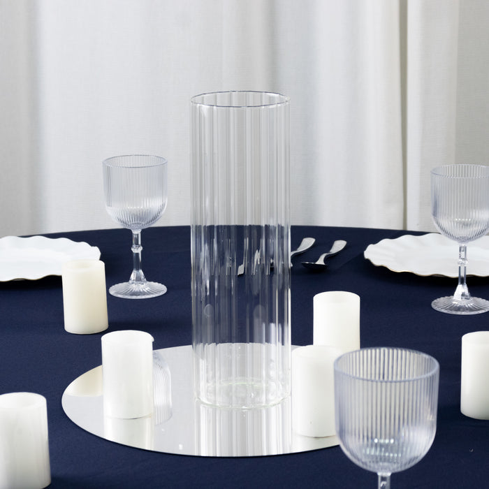 ribbed glass vases, glass vases, clear flower vase, glass vases, flower vases,  ribbed vases, cylinder vase#size_12"