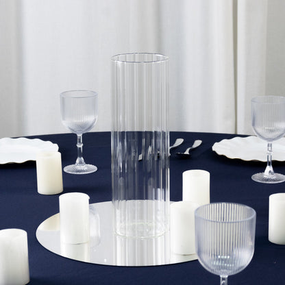 ribbed glass vases, glass vases, clear flower vase, glass vases, flower vases,  ribbed vases, cylinder vase#size_12"