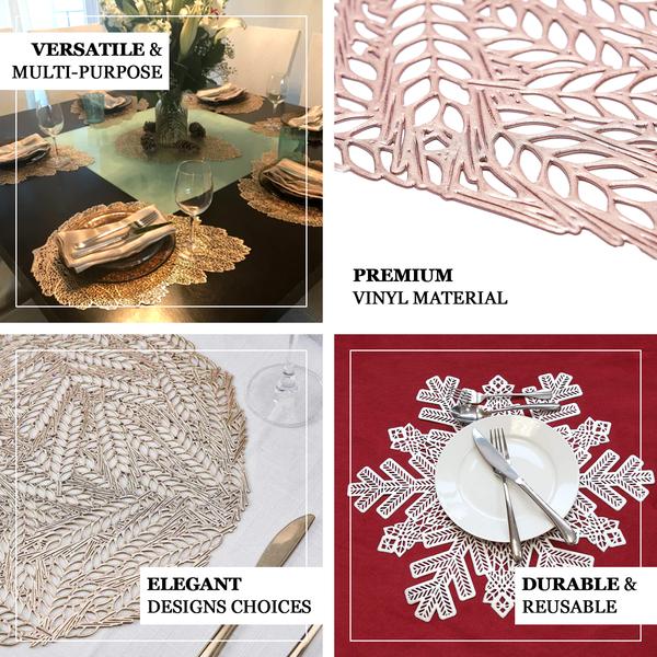 Table Placemats, Vinyl Placemats, Snowflake Placemats, Non Slip Placemats, Dining Table Placemats#color_silver