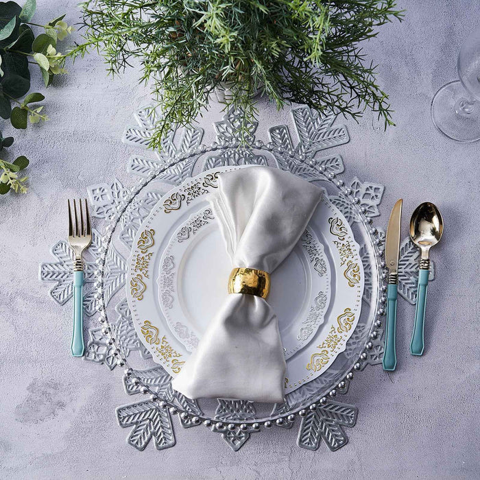 Table Placemats, Vinyl Placemats, Snowflake Placemats, Non Slip Placemats, Dining Table Placemats#color_silver