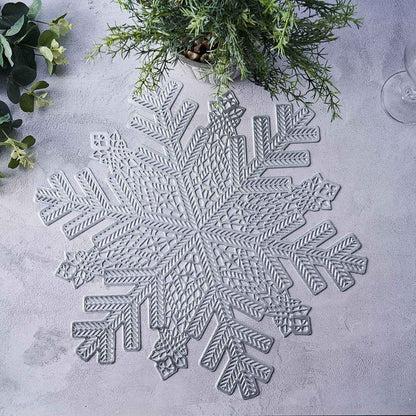 Table Placemats, Vinyl Placemats, Snowflake Placemats, Non Slip Placemats, Dining Table Placemats#color_silver
