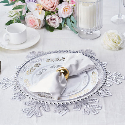 Table Placemats, Vinyl Placemats, Snowflake Placemats, Non Slip Placemats, Dining Table Placemats#color_silver