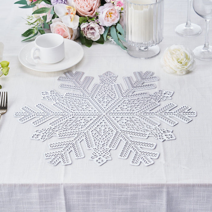 Table Placemats, Vinyl Placemats, Snowflake Placemats, Non Slip Placemats, Dining Table Placemats#color_silver