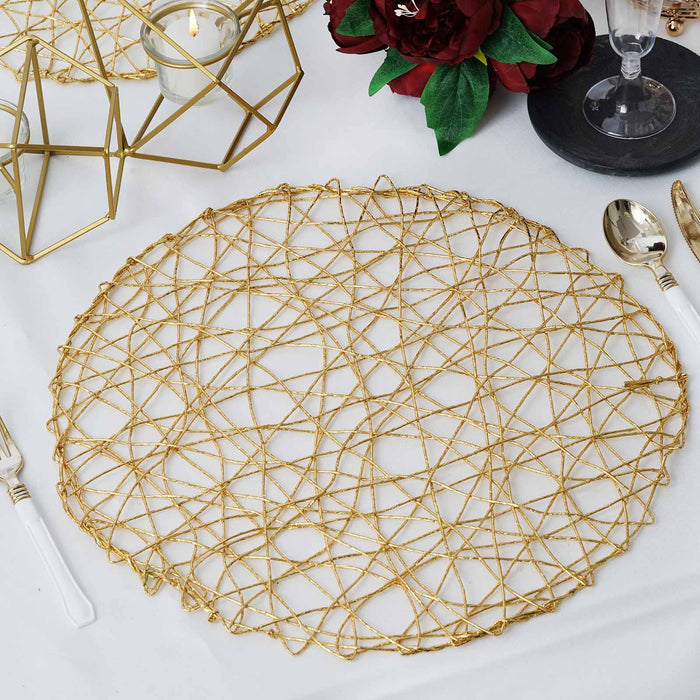 Woven Placemats, metal placemats, round placemats, Modern Placemats, Dining Table Placemats#color_gold