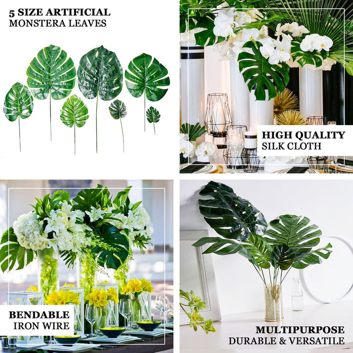 monstera leaf, artificial greenery, faux fern stems, artificial greenery stems, artificial plant stems#color_assorted-green
