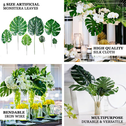 monstera leaf, artificial greenery, faux fern stems, artificial greenery stems, artificial plant stems#color_assorted-green