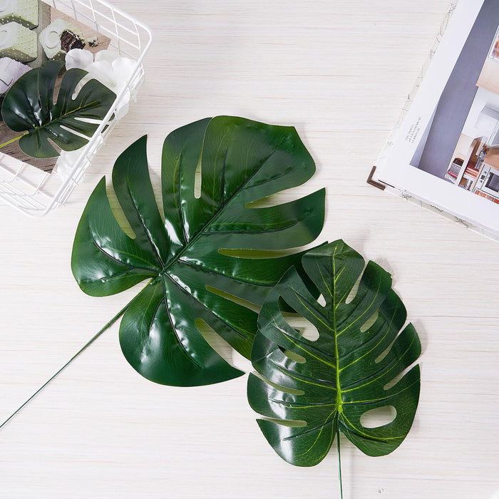 monstera leaf, artificial greenery, faux fern stems, artificial greenery stems, artificial plant stems#color_assorted-green