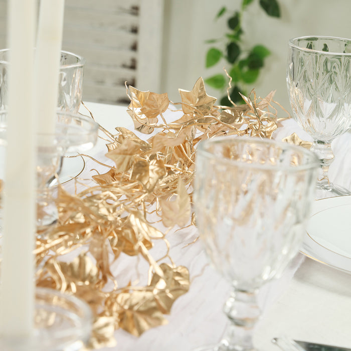 metallic gold garland, artificial garland, leaf garland, hanging garland, gold hanging vine, ivy leaf garland#color_parent