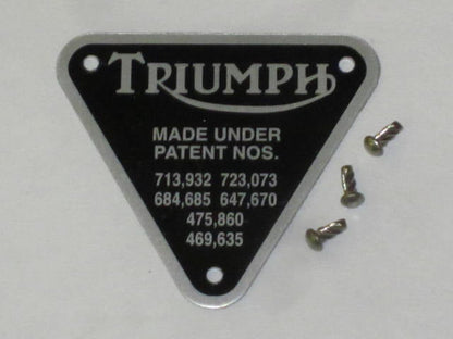 70-4016 60-1802 70-4016 PATENT PLATE TRIUMPH unit 650CC w rivets