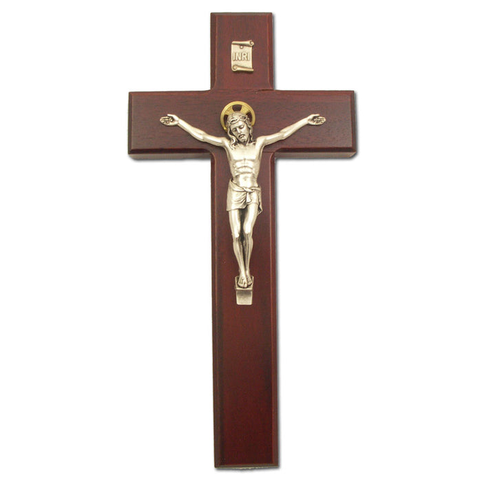 9" Cherry Cross with Silver Corpus & Gold Halo