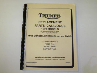 99-0903 Triumph parts book 1970 500 unit twin tiger trophy daytona