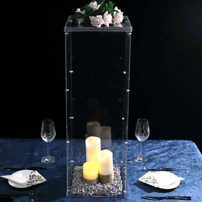 Acrylic Display Box, Pedestal Stand, Plastic Display Box, Pedestal Riser, Acrylic Riser Stand#color_clear
