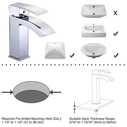 TheLAShop Bathroom Faucet Single Handle Square Hot & Cold 7"H Image