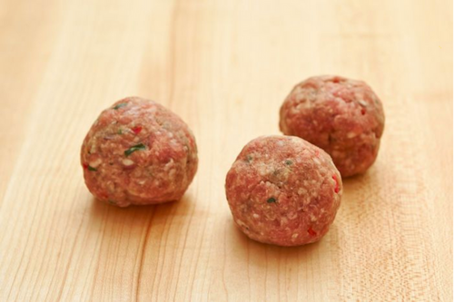 Beef, Pork & Veal Mix Meat Balls. contains Gluten.