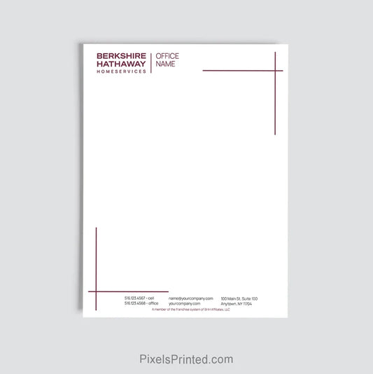 Berkshire Hathaway HomeServices agent letterhead for real estate offices