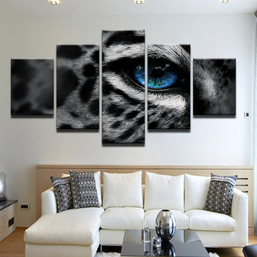 Blue Eyed Leopard 5 Panel Canvas Print Wall Art - GotItHere.com