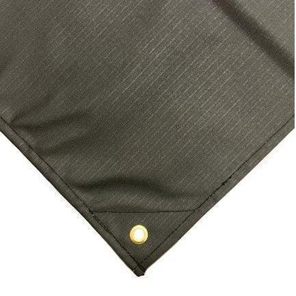 Black 5' x 7' folded waterproof canvas tarp displayed with durable utility material