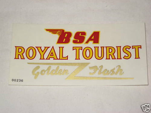 BSA motorcycle Royal Tourist side cover golden flash vinyl decal peel and stick