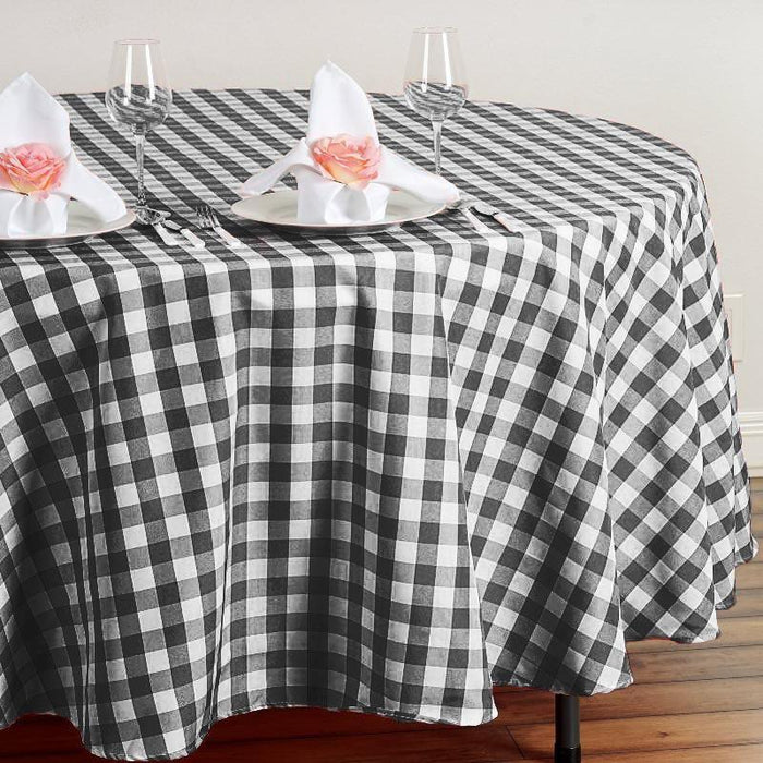 polyester tablecloths, round polyester tablecloths, checkered tablecloth, buffalo plaid tablecloth, buffalo check tablecloth#color_black