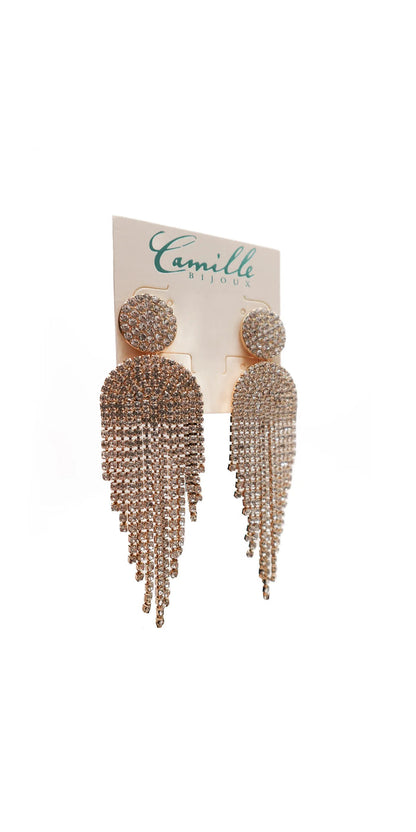 gold/one size/Camille La Vie/Button Post Graduated Rhinestone Earrings / alt 2