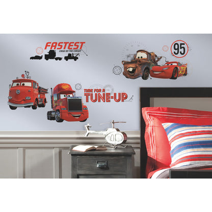 Cars Friends To The Finish Wall Decals in a room setting
