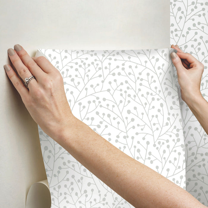 Cat Coquillette Berry Branches Peel and Stick Wallpaper - how to stick