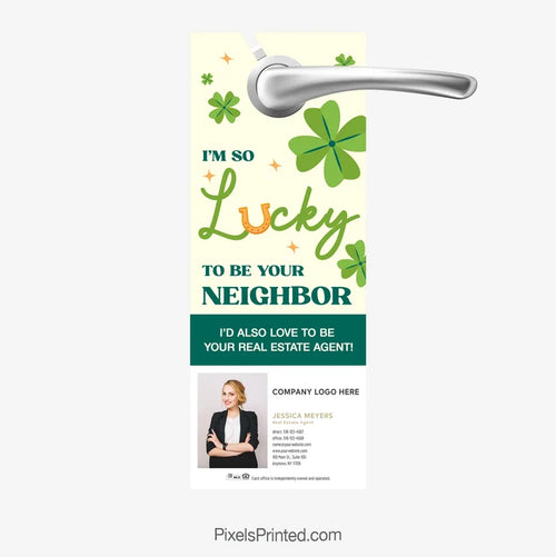 Lucky to be your neighbor St. Patrick’s Day door hanger for Century 21 agents