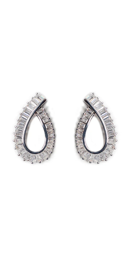 silver/one size/ Camille La Vie/Channel Set Oval Ribbon Earrings/front