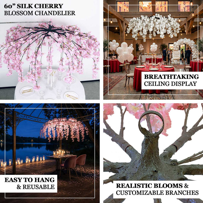 artificial flower chandelier, silk flower ceiling canopy, hanging floral chandelier, cherry blossom ceiling decor, floral ceiling canopy#color_parent