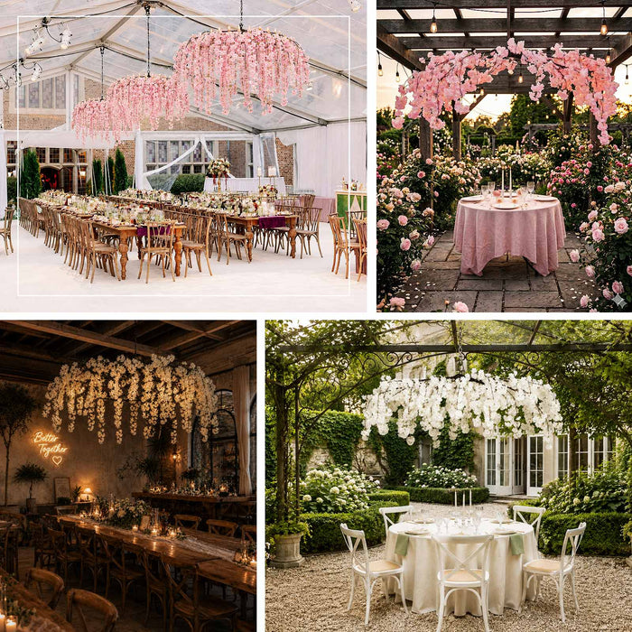 artificial flower chandelier, silk flower ceiling canopy, hanging floral chandelier, cherry blossom ceiling decor, floral ceiling canopy#color_parent