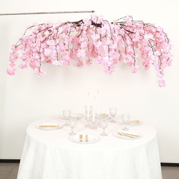 artificial flower chandelier, silk flower ceiling canopy, hanging floral chandelier, cherry blossom ceiling decor, floral ceiling canopy#color_blush