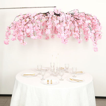 artificial flower chandelier, silk flower ceiling canopy, hanging floral chandelier, cherry blossom ceiling decor, floral ceiling canopy#color_blush