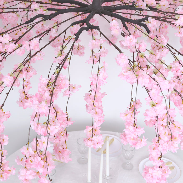 artificial flower chandelier, silk flower ceiling canopy, hanging floral chandelier, cherry blossom ceiling decor, floral ceiling canopy#color_blush