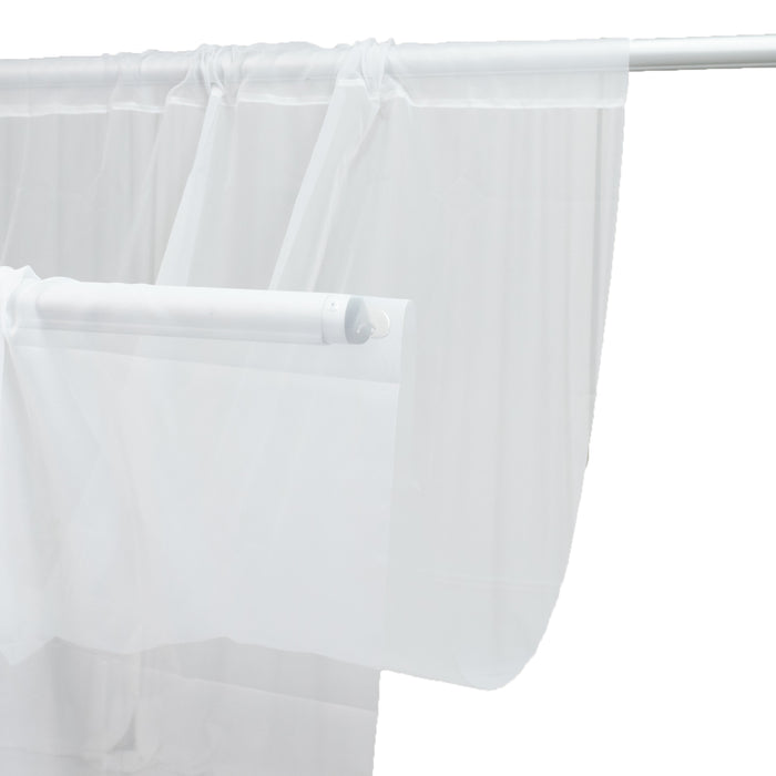 ceiling drape, ceiling curtain, drape panel, chiffon drape, backdrop, backdrop curtain, flame resistant curtain, sheer curtain, sheer chiffon backdrop#color_white