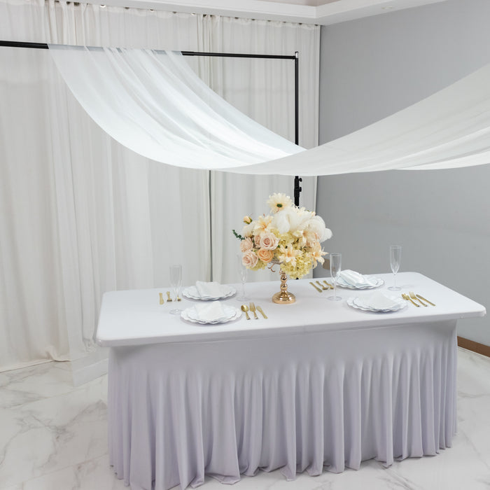 ceiling drape, ceiling curtain, drape panel, chiffon drape, backdrop, backdrop curtain, flame resistant curtain, sheer curtain, sheer chiffon backdrop#color_white