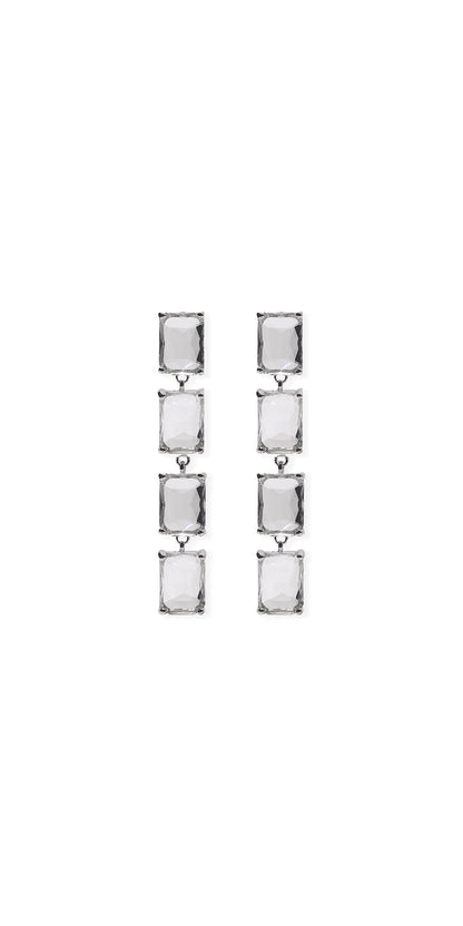 silver/one size/Camille La Vie/Chunky Gemstone Drop Earrings /front 2