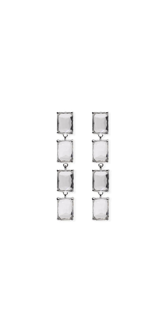 silver/one size/Camille La Vie/Chunky Gemstone Drop Earrings /front 2