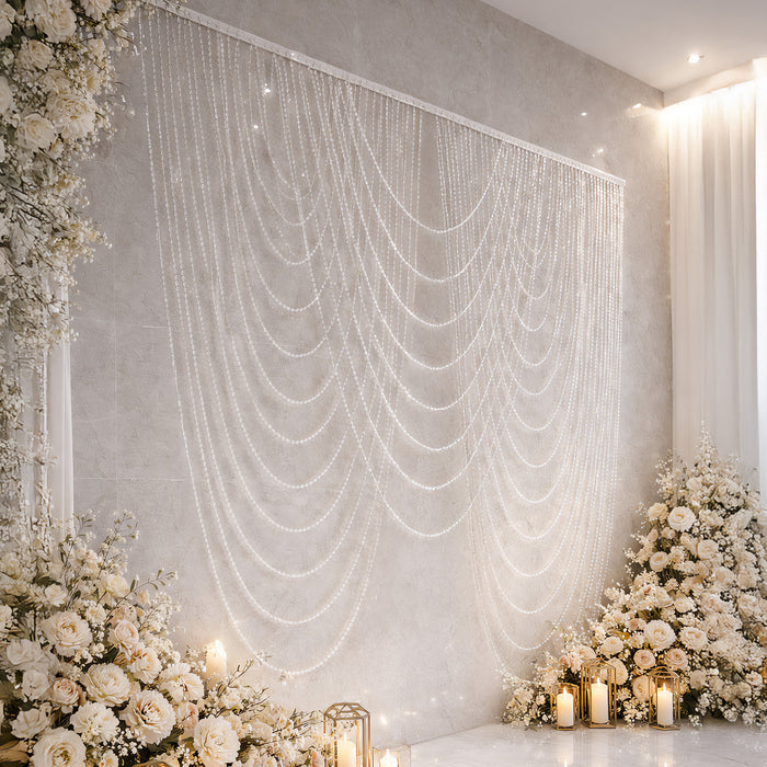beaded curtain, beaded backdrop, acrylic beaded curtain, curtain valance, beaded swag valance#color_parent