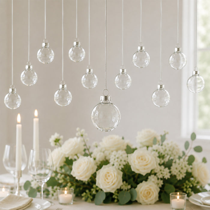 clear glass ornament balls, fillable glass ornaments, hanging glass baubles, transparent ornament balls, DIY glass ornaments, glass Christmas ornaments, hanging glass decorations, clear glass globes, decorative glass balls#size_2"