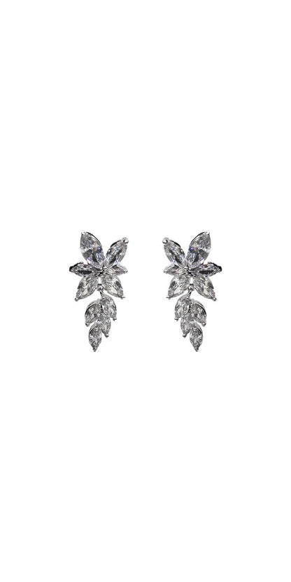 silver/one silver/Camille La Vie/Cluster Stone Drop Cubic Zirconia Earrings /front