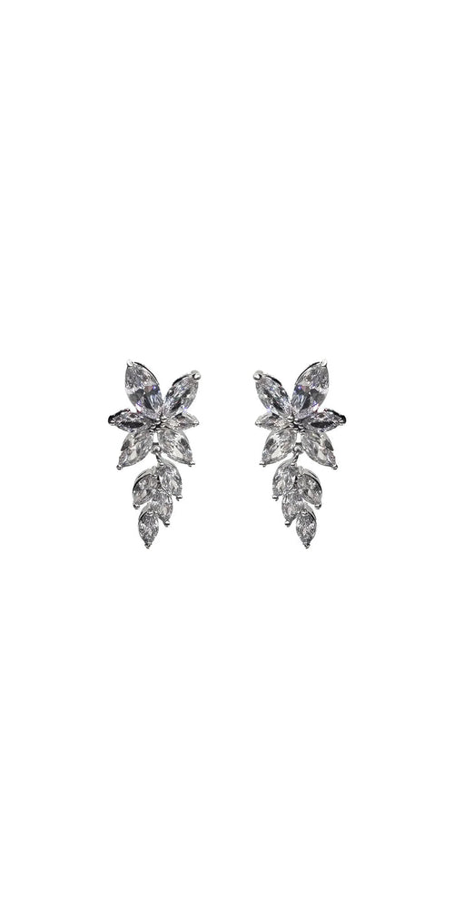 silver/one silver/Camille La Vie/Cluster Stone Drop Cubic Zirconia Earrings /front