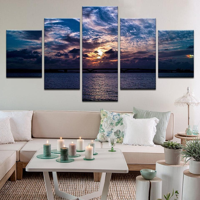 Sunset Bridge Florida Keys 5 Panel Canvas Print Wall Art - GotItHere.com