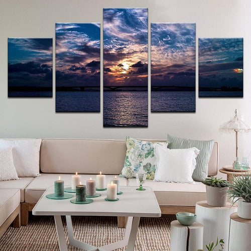 Sunset Bridge Florida Keys 5 Panel Canvas Print Wall Art - GotItHere.com